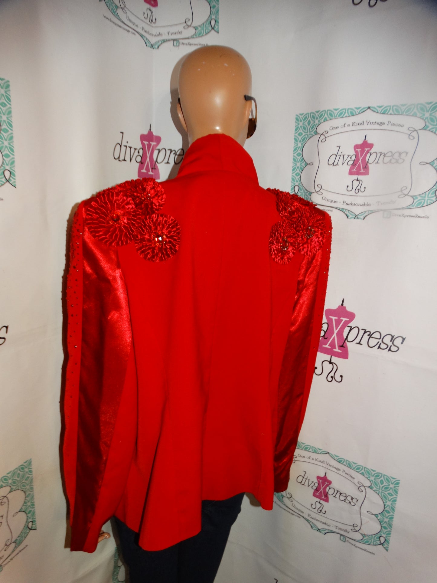 Vintage Nina M Red Shoulder Detail Blazer Size XL