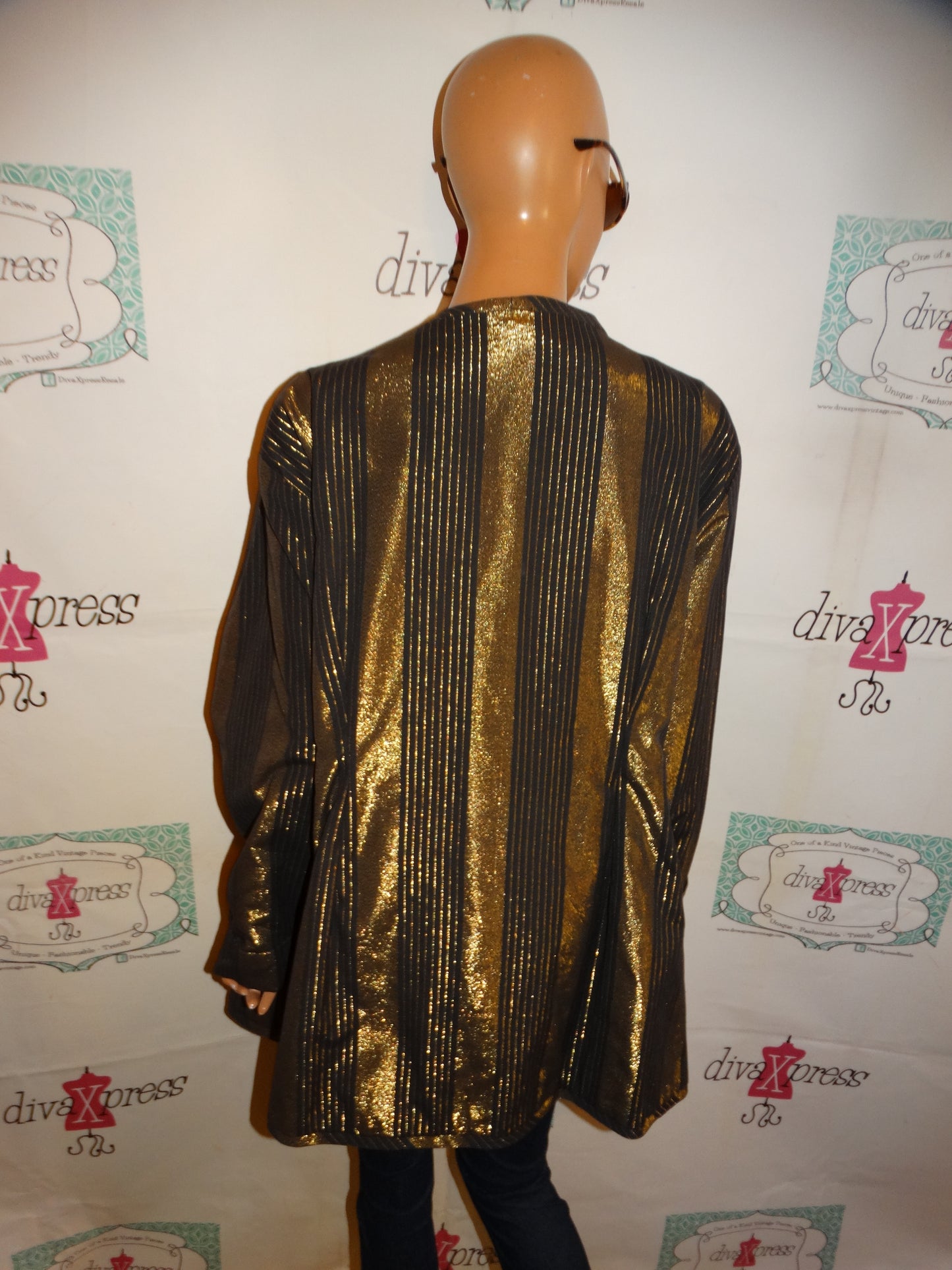 Vintage Gold/Black Stripe Jacket/Blazer Size 1x