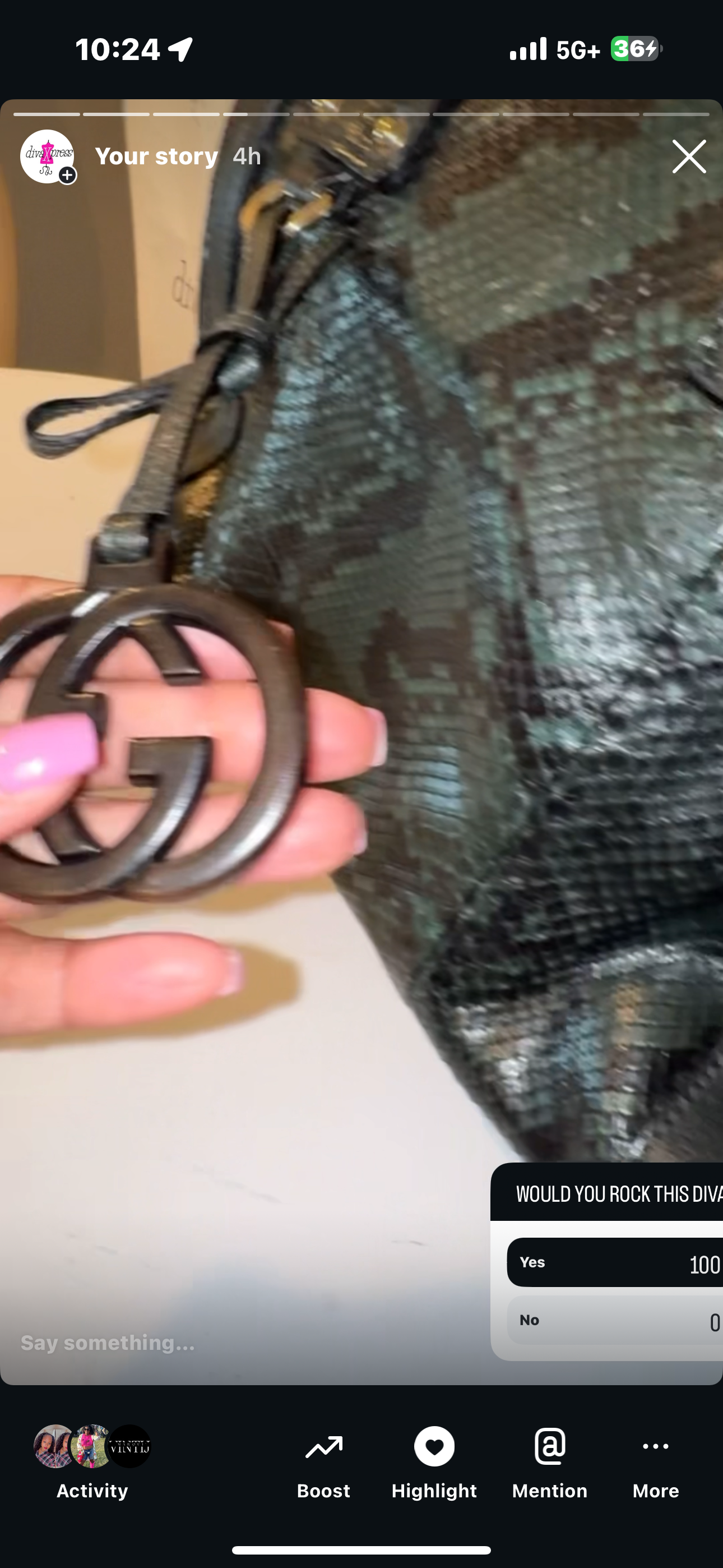 Authentic Python skin Gucci tote