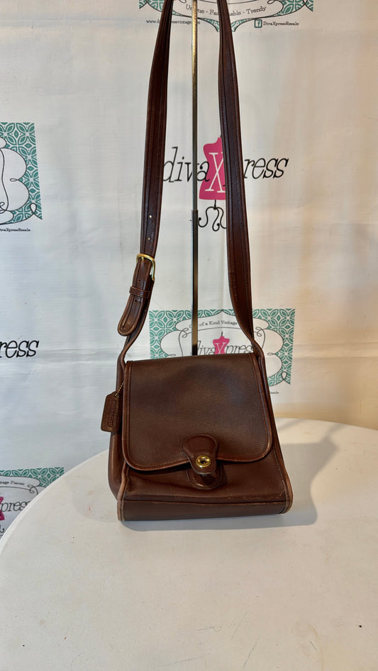 Vintage Authentic  Shelburne  Flap Brown Leather Coach Purse