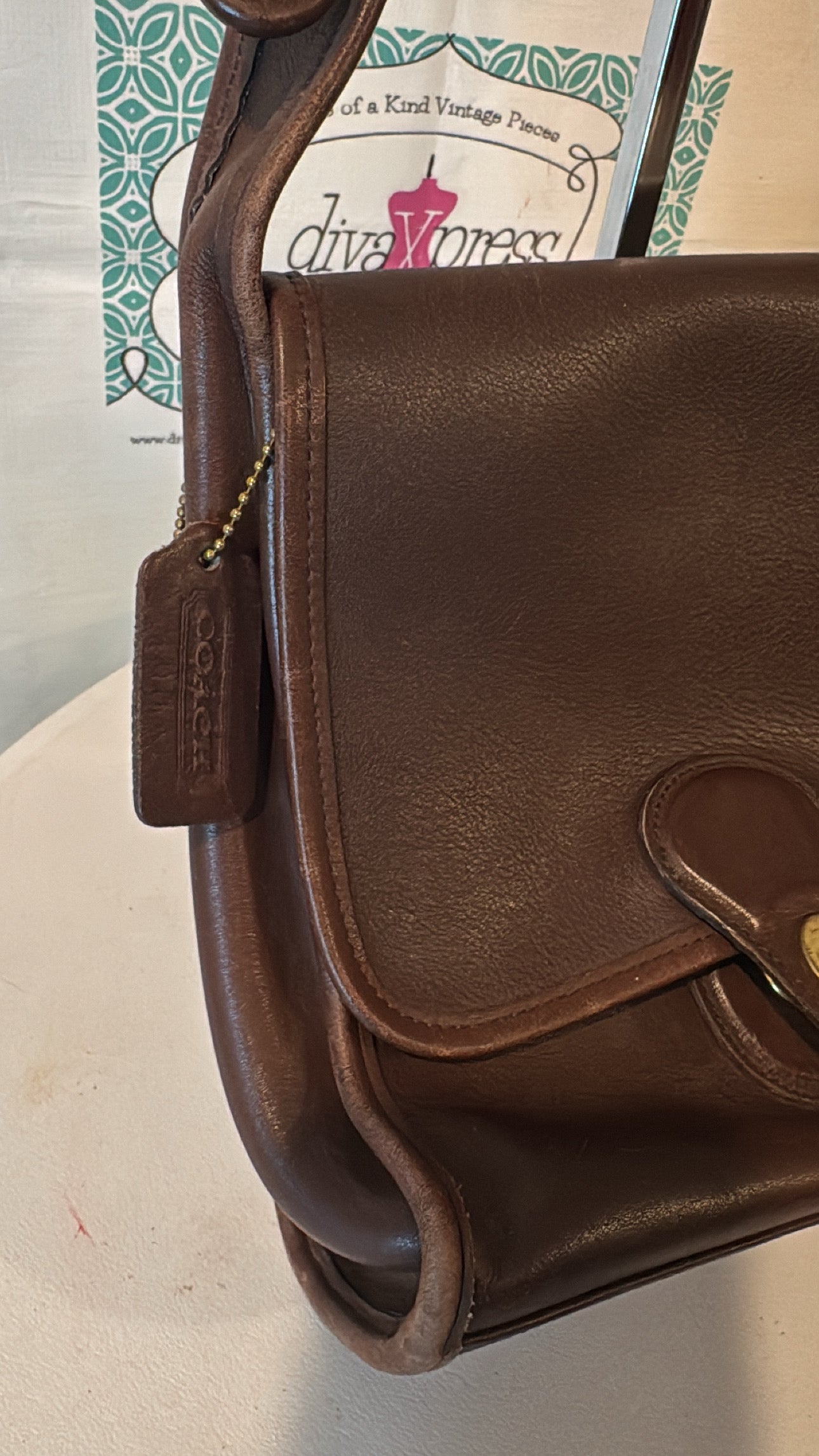 Vintage Authentic  Shelburne  Flap Brown Leather Coach Purse