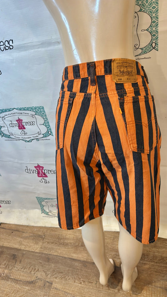 Vintage Levis Orange/Black Stripe Shorts Size 40 or XL