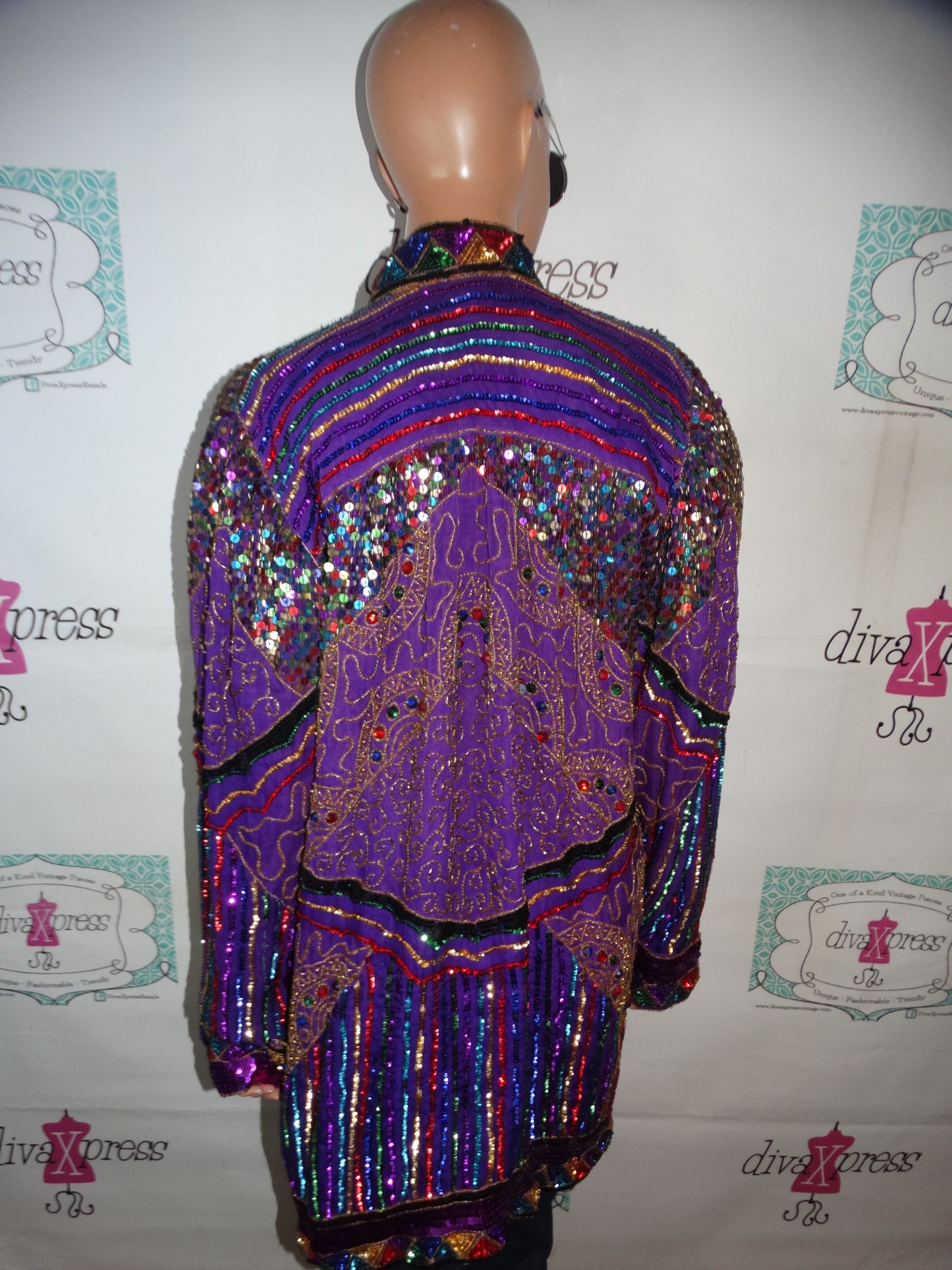 Vintage Annebelle Purple Heavy Sequins Top/Jacket Size 1x