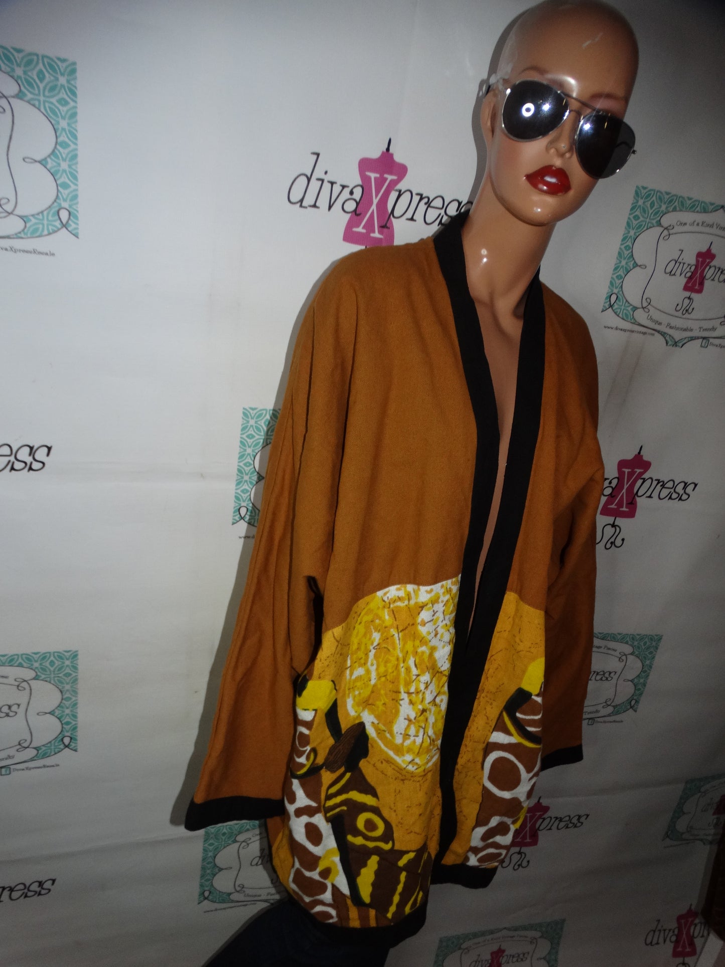 Vintage Astro Brown Print Throw Coat Size 3x