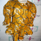 J's Coutwise Gold and Blue Peplum Heavy Puff Sleeve  Top Size XL