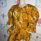 J's Coutwise Gold and Blue Peplum Heavy Puff Sleeve  Top Size XL