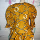 J's Coutwise Gold and Blue Peplum Heavy Puff Sleeve  Top Size XL
