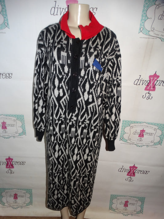 Vintage Jennifer Moore Black and White Sweater Dress Size 2x