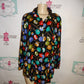 Vintage RTW Black Pool Table Balls Blouse Size 1x