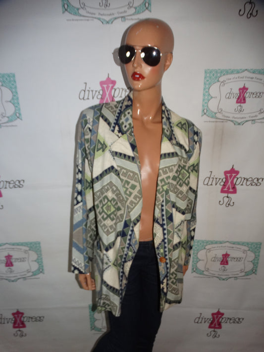 Vintage Danielle B White Colorful Blazer Size XL