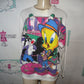 Vintage Looney Tunes White Sweat Shirt L