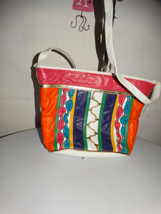 Vintage leather Colorful Purse Size