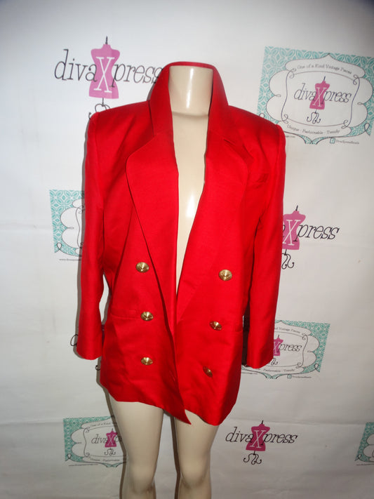 Vintage Elanor Brenner Silk Red Blazer Size L