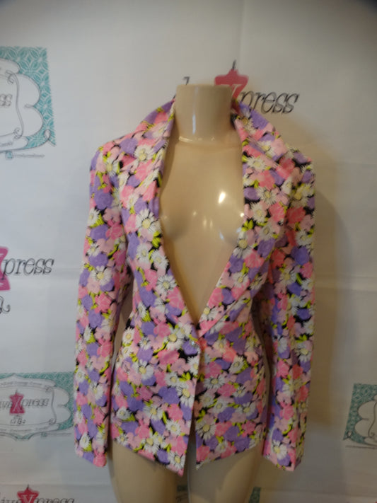 Cra's White Colorful Pink Blazer Size L