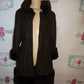 Vintage Green Suede Faux Fur  Coat Size M