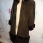 Vintage Green Suede Faux Fur  Coat Size M