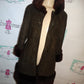Vintage Green Suede Faux Fur  Coat Size M