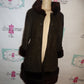 Vintage Green Suede Faux Fur  Coat Size M