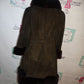 Vintage Green Suede Faux Fur  Coat Size M