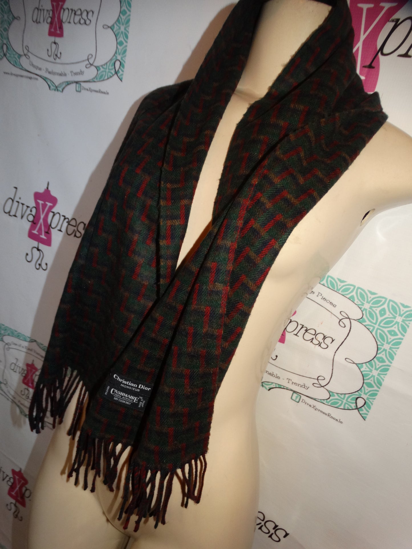 Vintage Authentic Christian Dior Wool Scarf