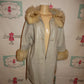 Vintage Gray Leather  Authentic Fox Collar Coat Size L