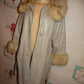 Vintage Gray Leather  Authentic Fox Collar Coat Size L