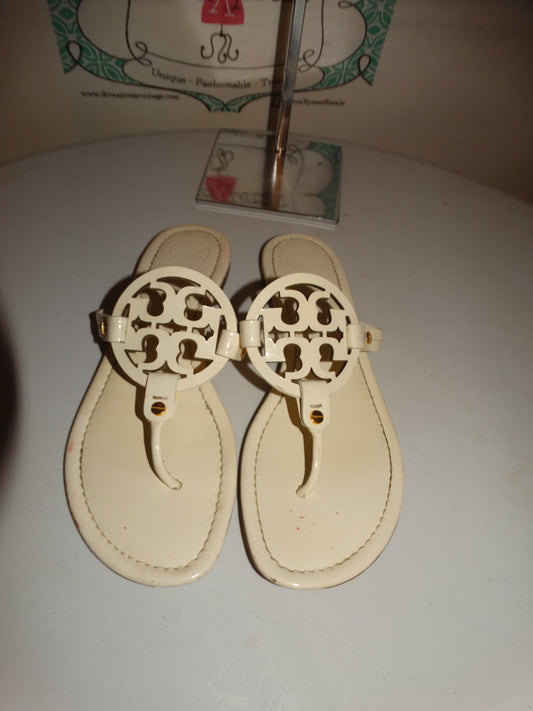 Authentic Tory Burch Cream Sandals Size 10.5