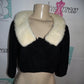 Vintage Crop Blazer With Cream Mink Collar Size S
