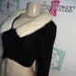 Vintage Crop Blazer With Cream Mink Collar Size S