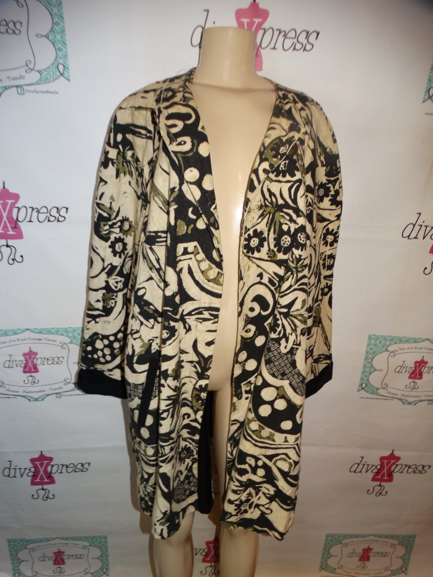 Vintage Jon Lawerence Tan/Green Throw Jacket Size 2x