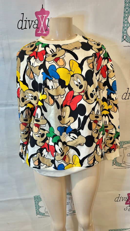 Levis Cream Mickey and Friends Sweat Shirt Size