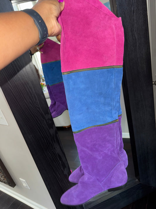 Colorful Suede Boots size 9