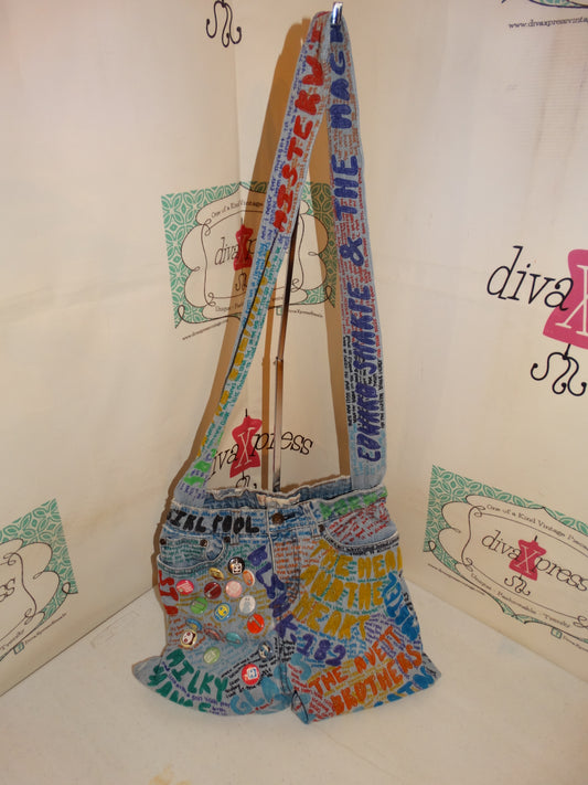 Vintage Jean Button Detail Purse Size L