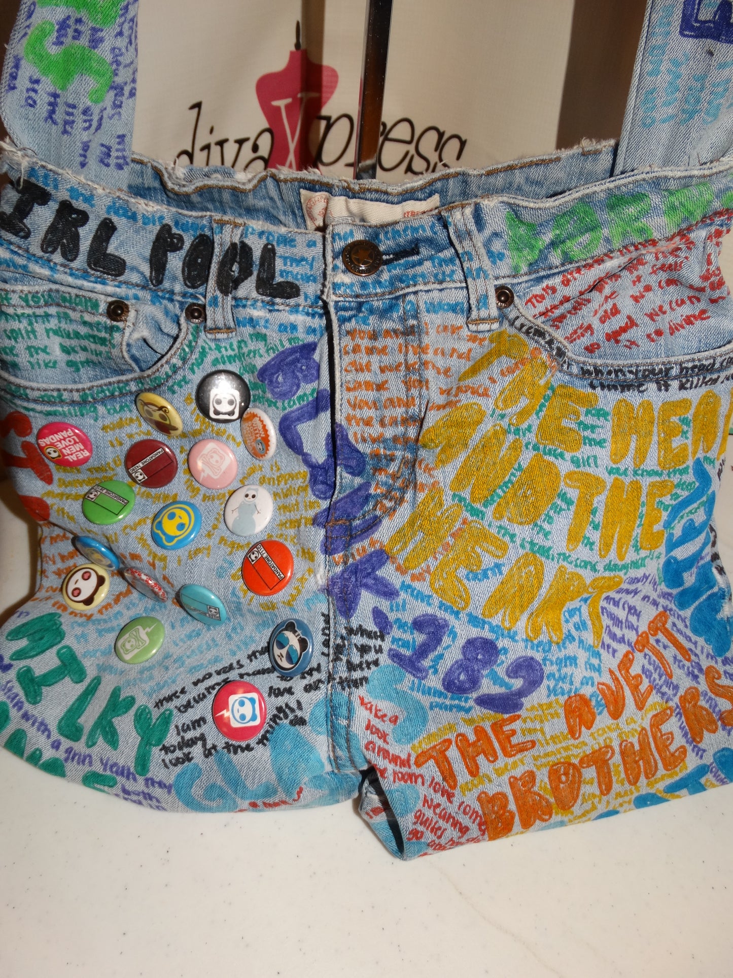 Vintage Jean Button Detail Purse Size L