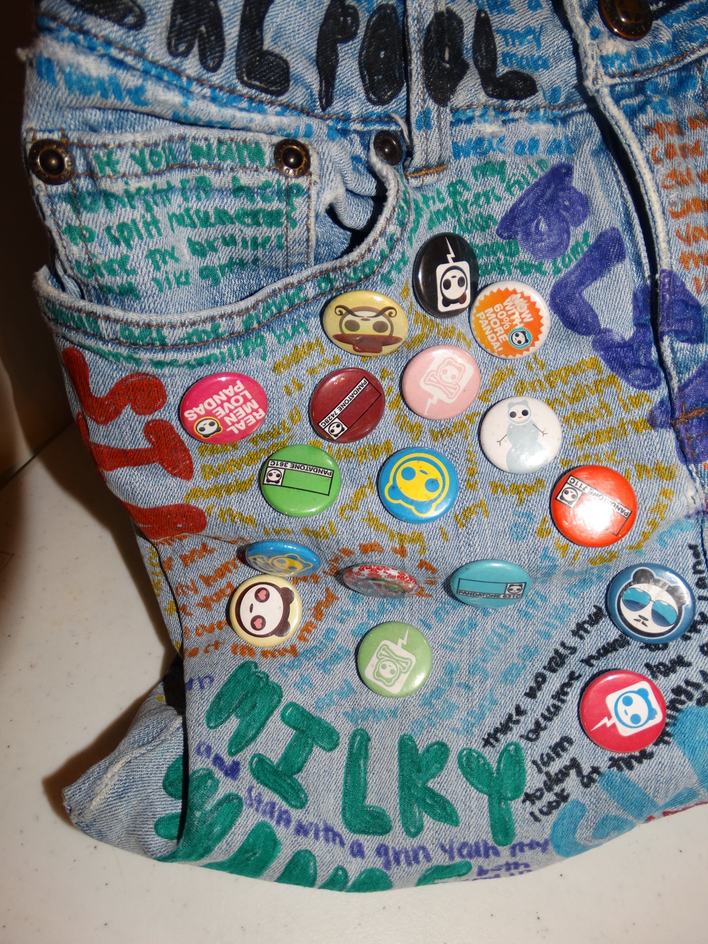 Vintage Jean Button Detail Purse Size L