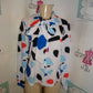 White Blue Dot Tie Top Size S