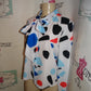 White Blue Dot Tie Top Size S