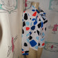 White Blue Dot Tie Top Size S