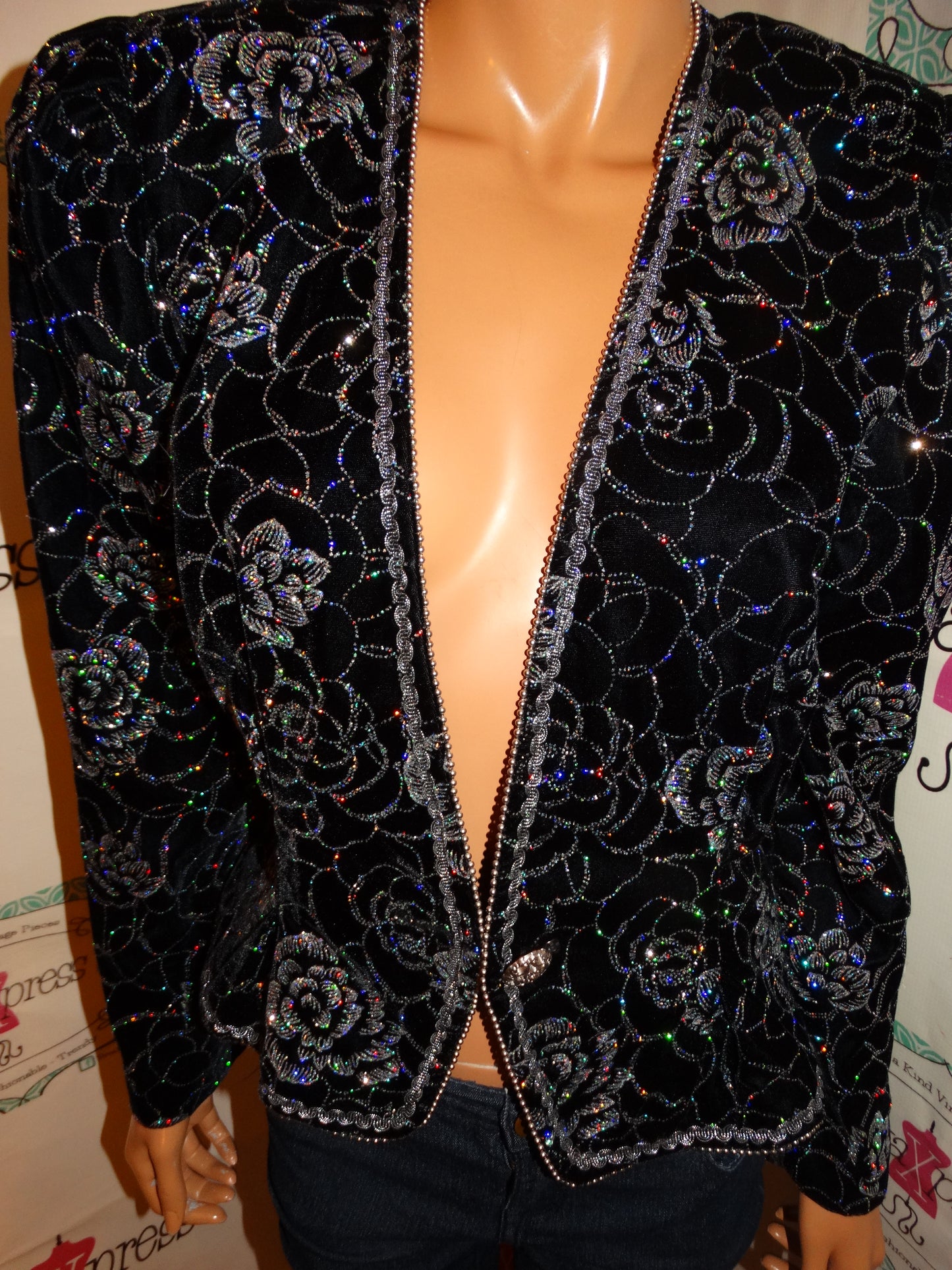 Vintage Nah Nah Black/Siliver Peplum Blazer Size M
