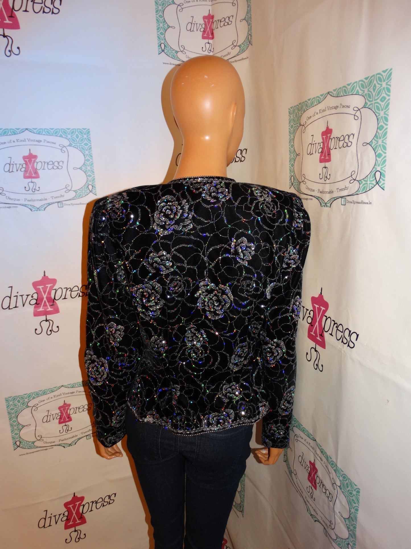 Vintage Nah Nah Black/Siliver Peplum Blazer Size M