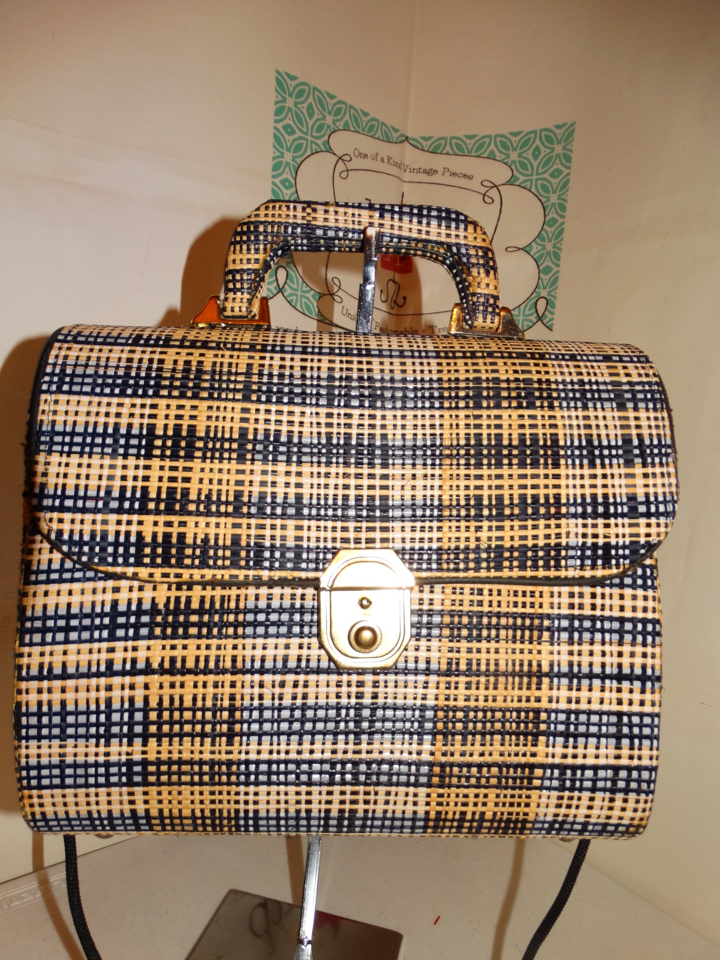 Vintage Tan/Black Purse Size L