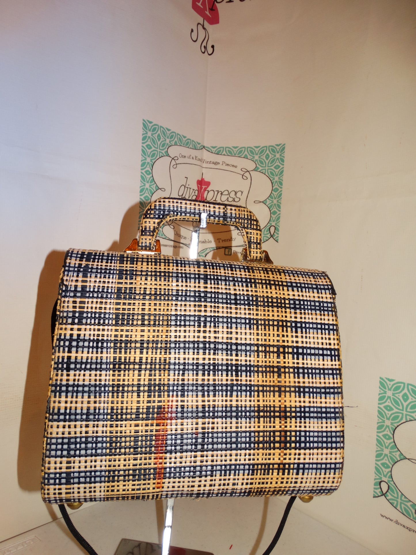 Vintage Tan/Black Purse Size L