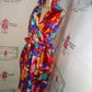White Floral Colorful Dress Size L