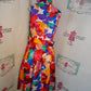 White Floral Colorful Dress Size L