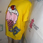 Yellow Ice Cream Sequins t Shirt Size L