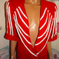 Vintage Olce REd/White Shingle Blazer Top Size XL