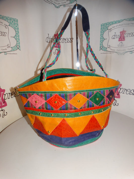Vintage Sharif Leather Colorful XL Purse