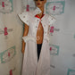 White Silver Beaded XL High Shoulder Costume/Duster Size S