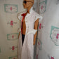 White Silver Beaded XL High Shoulder Costume/Duster Size S