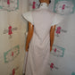 White Silver Beaded XL High Shoulder Costume/Duster Size S